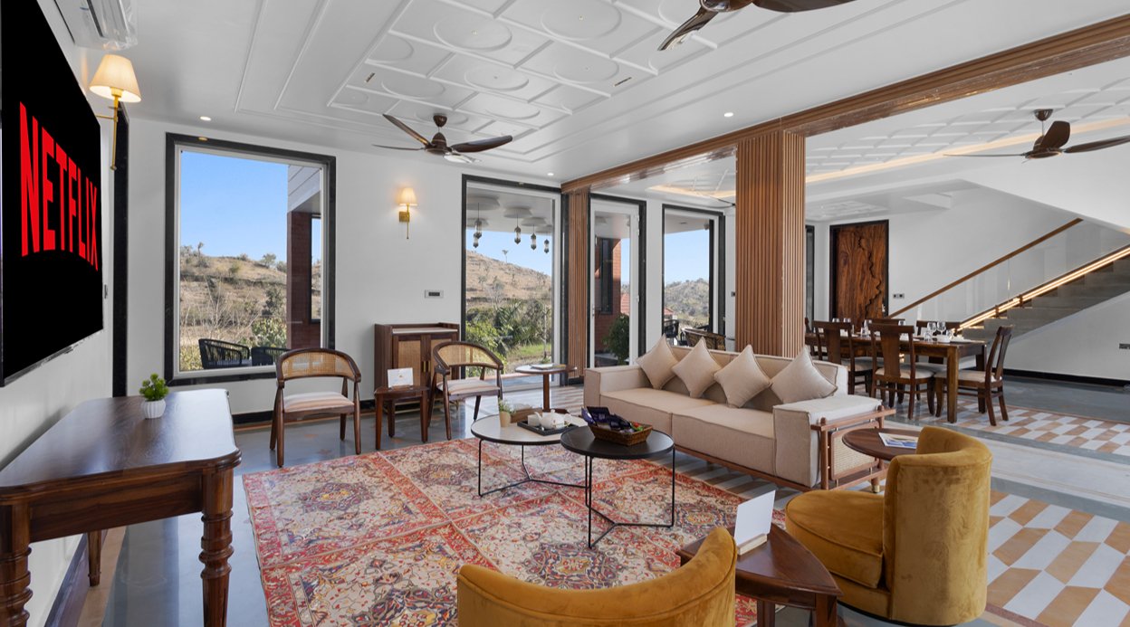 Godan Terra Estate | 10-BHK Riverside Retreat with Pool, Garden, Elevated Gazebo in Nature & Mountain Views