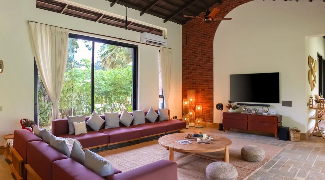 Saukhyam | Pet-Friendly 3 BHK Farm Villa with Open-Air Movie Lounge, Fire Pit, Cabana & Landscaped Garden