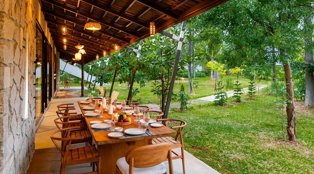 Saukhyam | Pet-Friendly 3 BHK Farm Villa with Open-Air Movie Lounge, Fire Pit, Cabana & Landscaped Garden