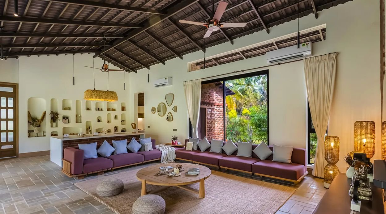 Saukhyam | Pet-Friendly 3 BHK Farm Villa with Open-Air Movie Lounge, Fire Pit, Cabana & Landscaped Garden