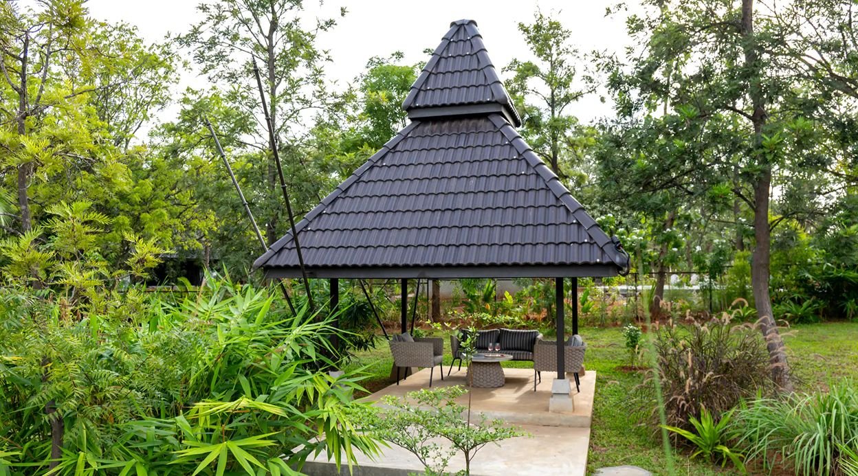 Saukhyam | Pet-Friendly 3 BHK Farm Villa with Open-Air Movie Lounge, Fire Pit, Cabana & Landscaped Garden