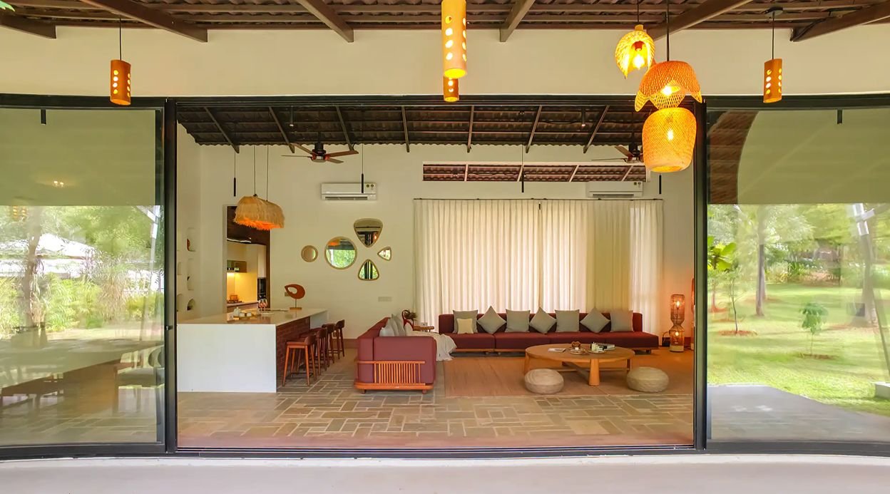 Saukhyam | Pet-Friendly 3 BHK Farm Villa with Open-Air Movie Lounge, Fire Pit, Cabana & Landscaped Garden