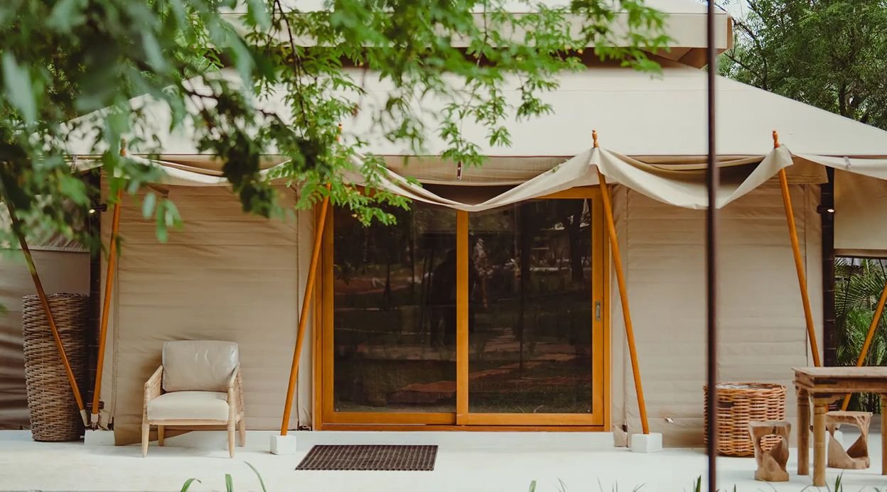 Bali Bay Saung | 1 Earthy Fibre-Clad Tent with a Shared Pool, Jacuzzi, Lounges & Firepits