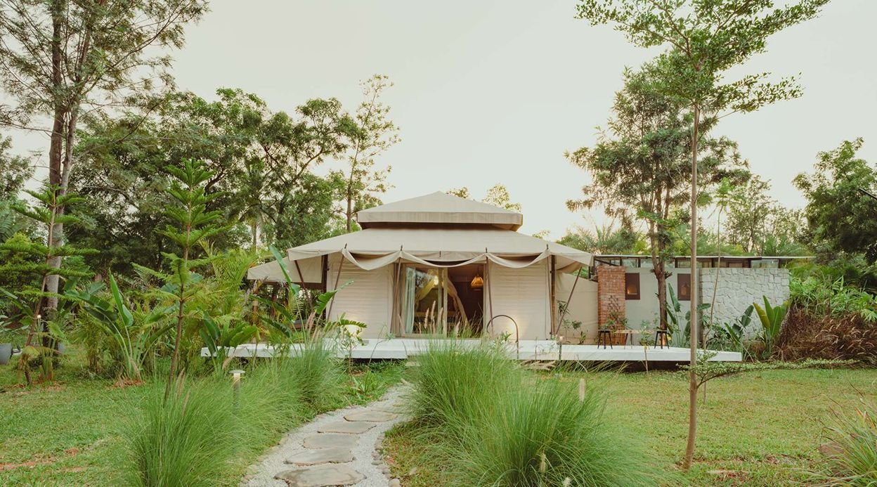 Ananta Bliss Bale | Pet-friendly Tent on 1-Acre with Shared Pool, Sunken Firepit, Gazebo & a Lush Garden