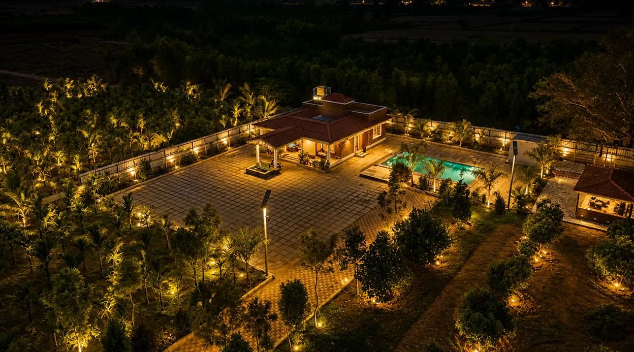 Courtyard Banyan | Rustic 2-BHK Pet-friendly Villa with Pool, Gazebo Amid Banyan Trees | Near Nandi Hills